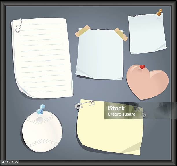 Board Of Reminders Stock Illustration - Download Image Now - Part Of, Slice of Food, Paper