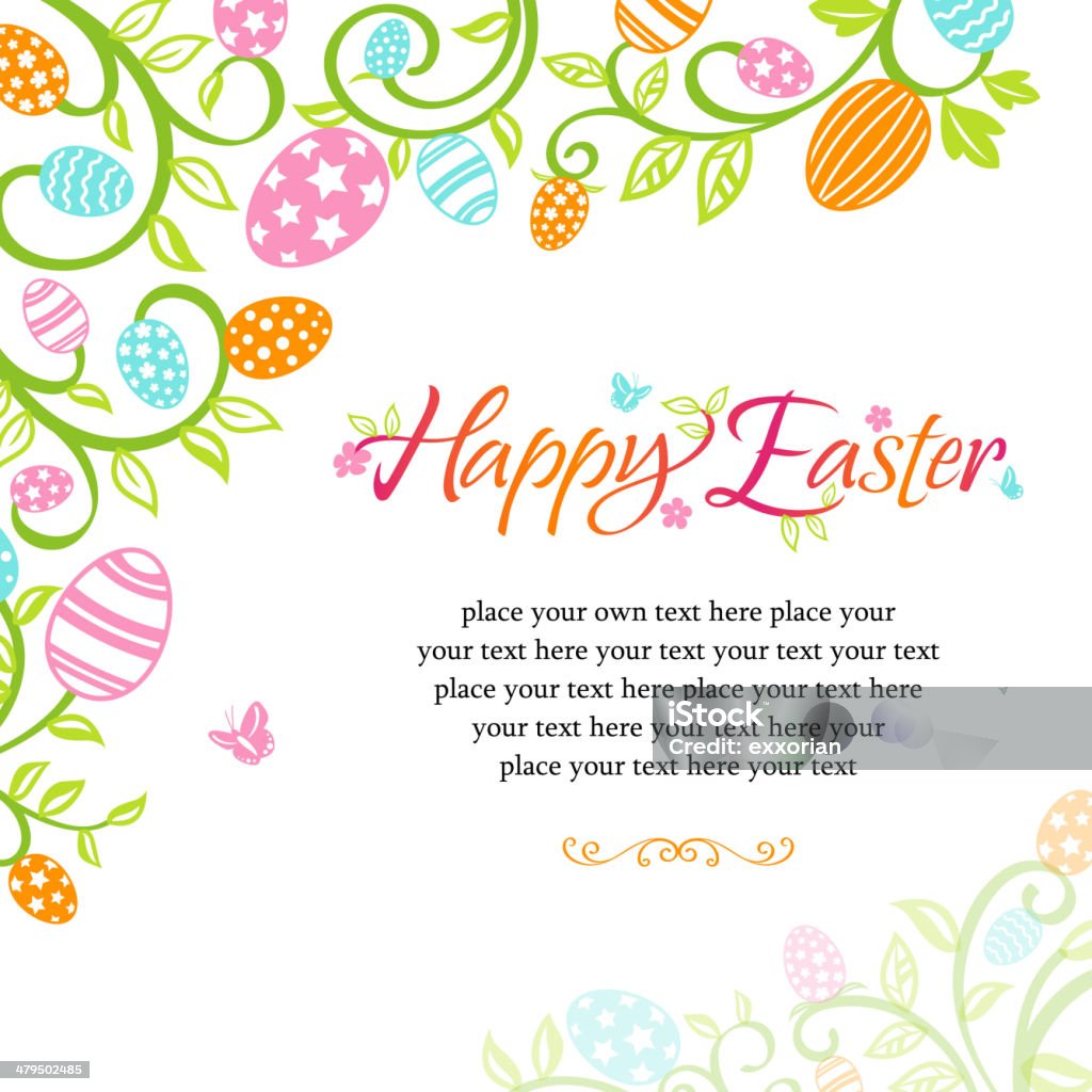 Whimsical Easter Egg Floral Frame Happy Easter eggs. Animal Egg stock vector