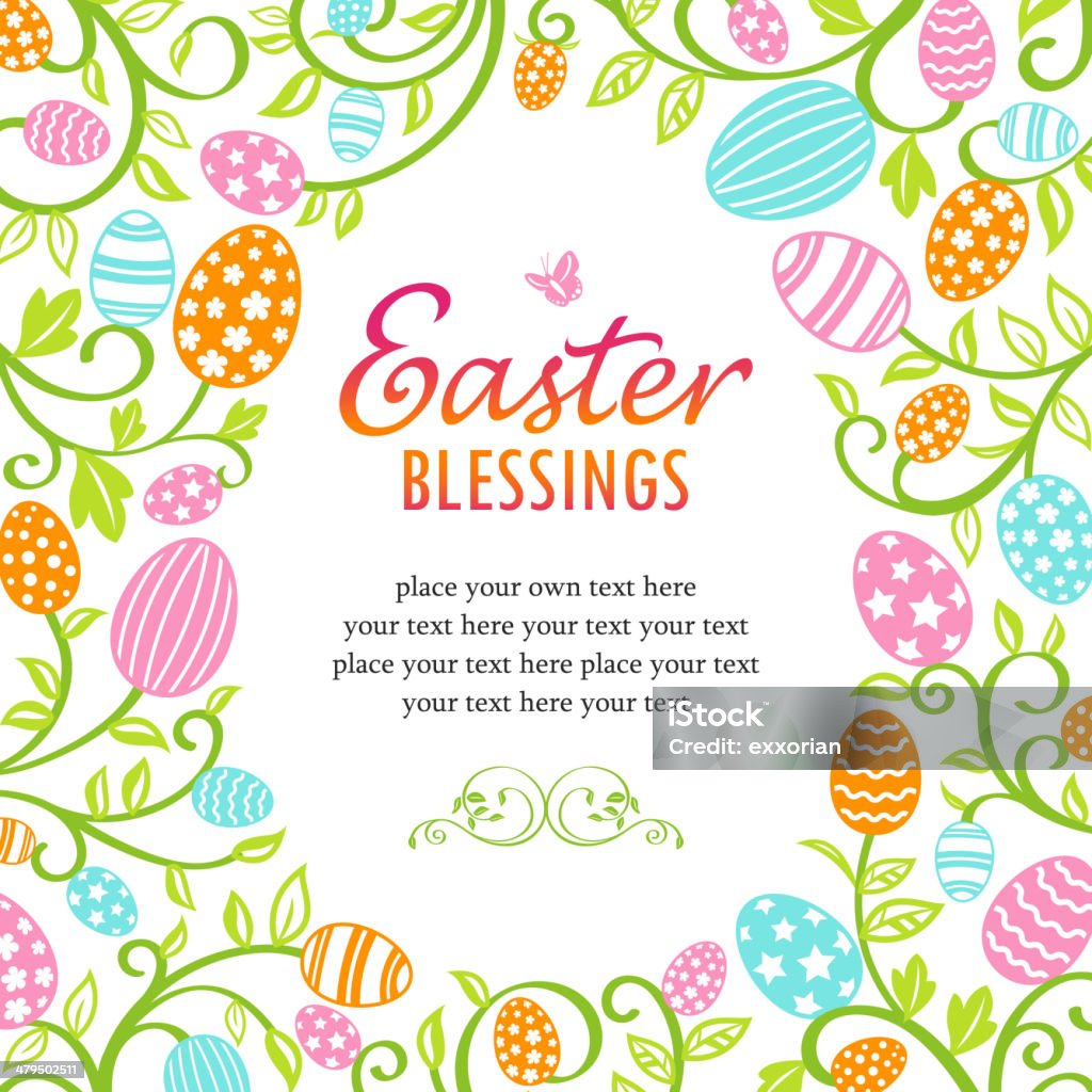 Whimsical Easter Egg Floral Frame Happy Easter eggs. EPS10. Animal Egg stock vector