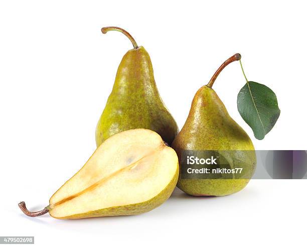 Pears And Leaves Stock Photo - Download Image Now - 2015, Food, Freshness