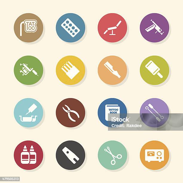 Tattoo Shop Icons Color Circle Series Stock Illustration - Download Image Now - Store, Tattoo, Tattoo Machine