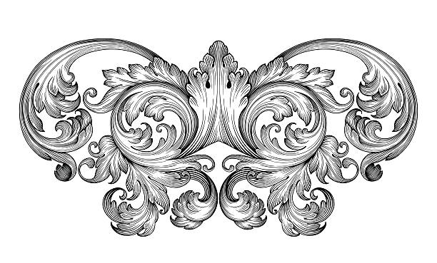 ilustrações de stock, clip art, desenhos animados e ícones de vintage de moldura barroca a percorrer motivo ornamental gravação - baroque style