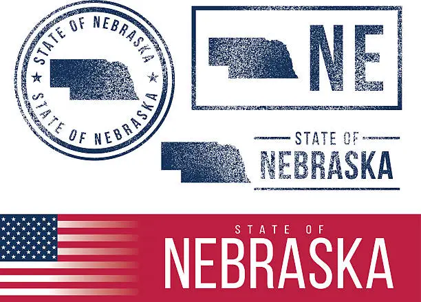 Vector illustration of USA rubber stamps - State of Nebraska