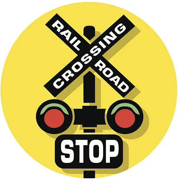 Vector illustration of railroad crossing icon