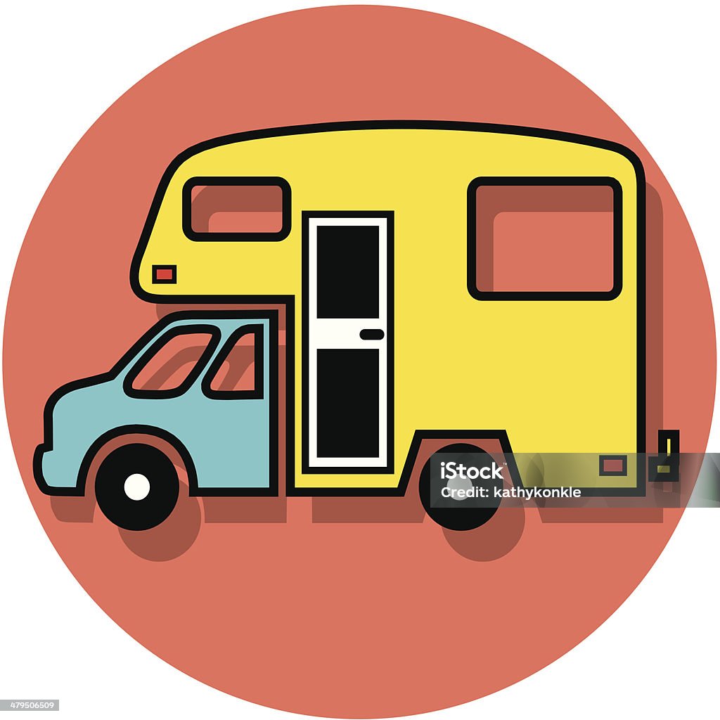 Furgone camper che esce fuori strada icona - arte vettoriale royalty-free di Attività ricreativa