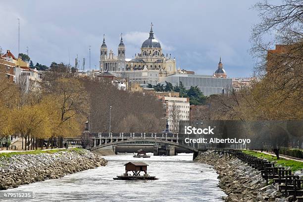 Manzanares River Almudena Cathedral As Background Madrid Stock Photo - Download Image Now