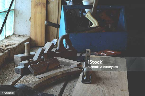 Set Of Tools For The Carpenter Stock Photo - Download Image Now - 2015, Axe, Carpenter