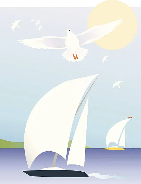 Vector illustration of I am sailing