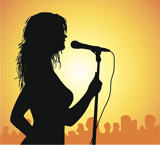 Vector illustration of Concert - female singer