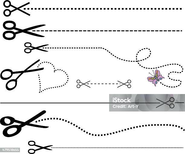 Nożyczki I Linii - Stockowe grafiki wektorowe i więcej obrazów Przerywana linia - Przerywana linia, Linia, Nożyczki