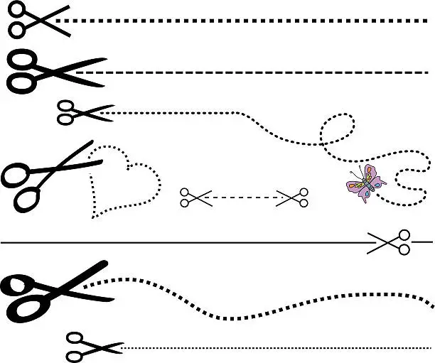 Vector illustration of Scissors and lines