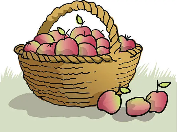 Vector illustration of Basket full of apples