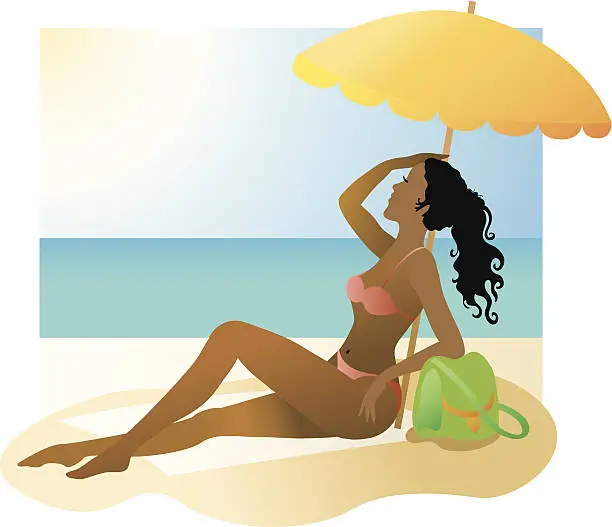 Vector illustration of Woman at the beach