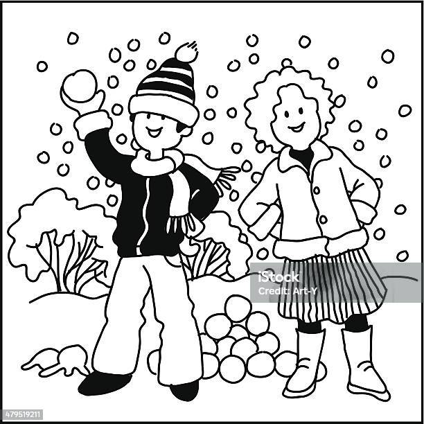 Kids In The Snow Stock Illustration - Download Image Now - Boot, Boys, Child