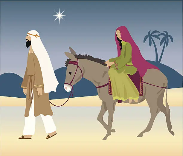 Vector illustration of Joseph and Mary