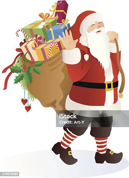 Ilustración de Santa Saludar Con La Mano y más Vectores Libres de Derechos de Navidad - Navidad, Símbolo en forma de corazón, Alegre