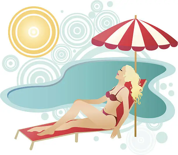 Vector illustration of By the pool