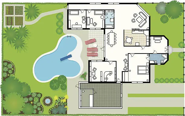 Vector illustration of Dream house - blueprint (Vector & JPG)