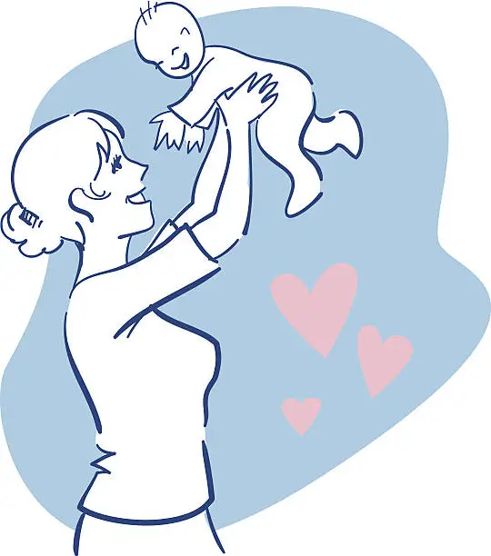 Vector illustration of Mother and baby