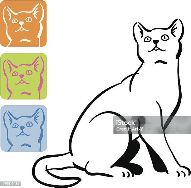 Cat Drawing Icons Stock Illustration - Download Image Now - Domestic Cat, Looking Up, Paw