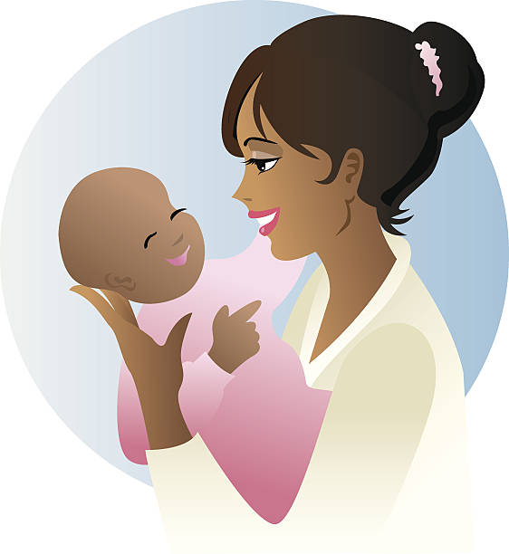 niemowlę płci żeńskiej - baby mother nursery african ethnicity stock illustrations