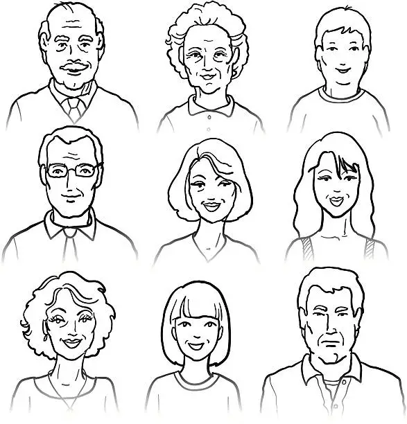 Vector illustration of Faces