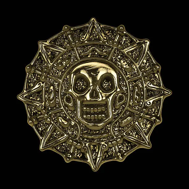 Photo of golden aztec pirate coin
