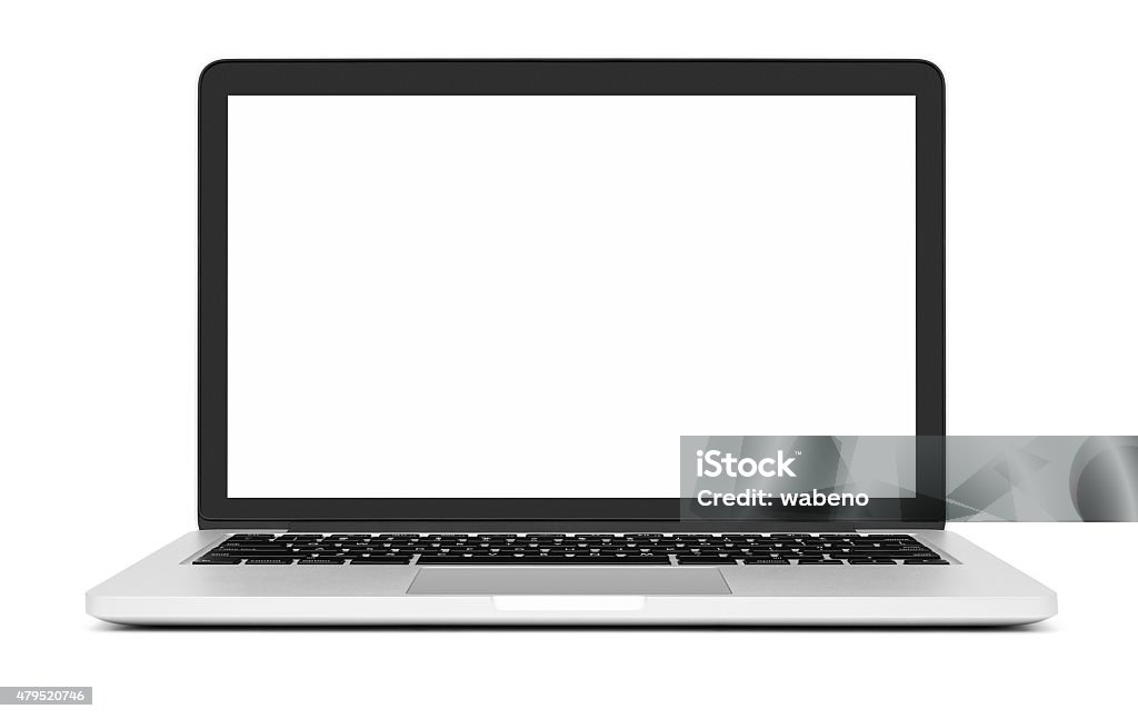 Laptop with blank screen on white Laptop with blank screen on white background - Clipping path Laptop Stock Photo