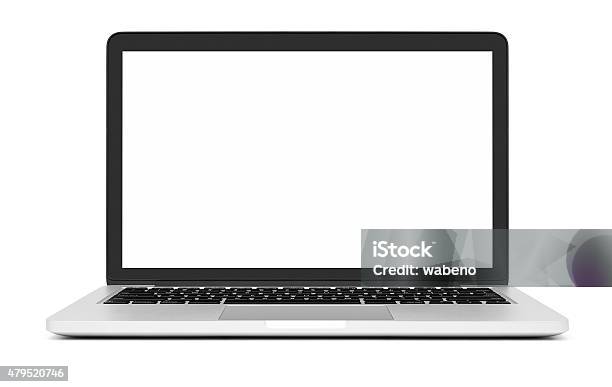 Laptop With Blank Screen On White Stock Photo - Download Image Now - Laptop, White Background, Computer