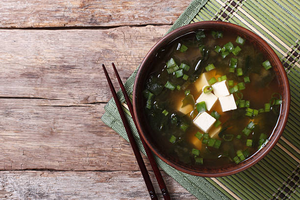 istock Japanese miso soup on the table. top view horizontal 479521246