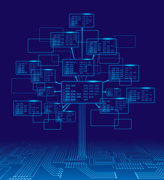 Binary tree Tree consisting of blocks with binary codes. construction frame stock illustrations