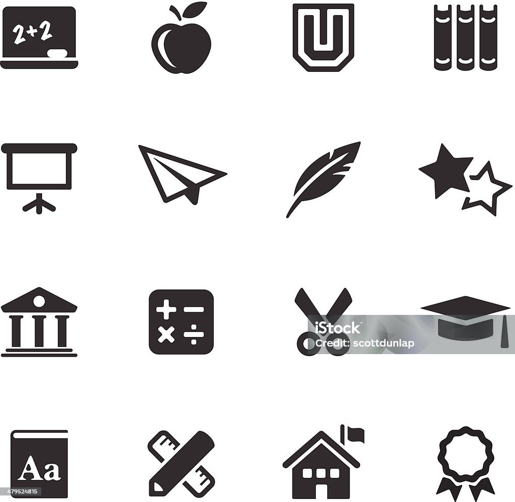 Bildung Symbole/Mono-Serie - Lizenzfrei Icon Vektorgrafik