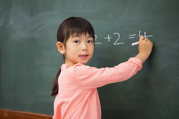 istock Pupil writing numbers on a blackboard 479528292