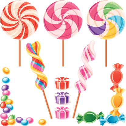 Set of lollypops and candy. Sweet design elements. Vector.