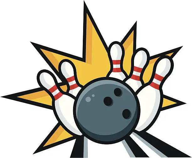 Vector illustration of Bowling Strike