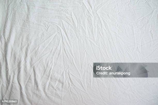 White Wrinkled Fabric Texture Stock Photo - Download Image Now - Wrinkled, Sheet - Bedding, Textile