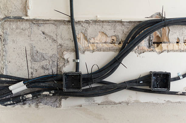 istock black plastic ductwork at unfinished redecoration / construction site 479531688