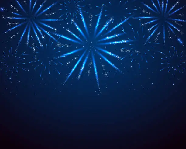 Vector illustration of Blue sparkle fireworks