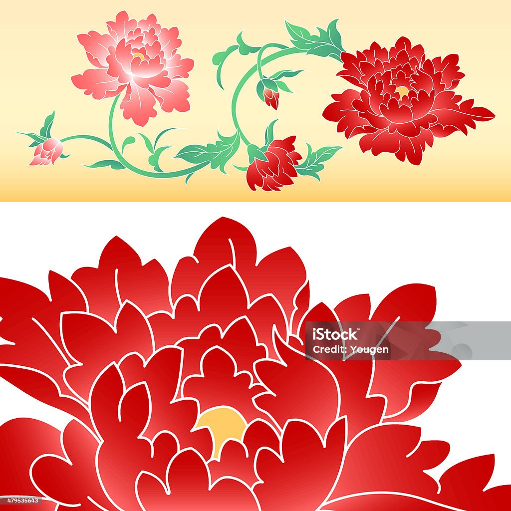 Peony (vector) Floral pattern. Chinese Culture stock vector