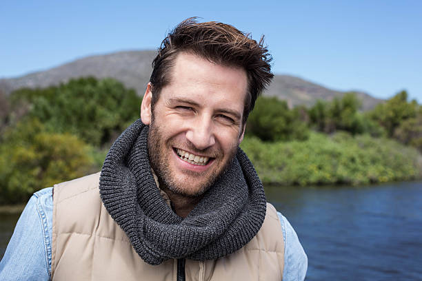 istock Happy casual man at a lake 479541756