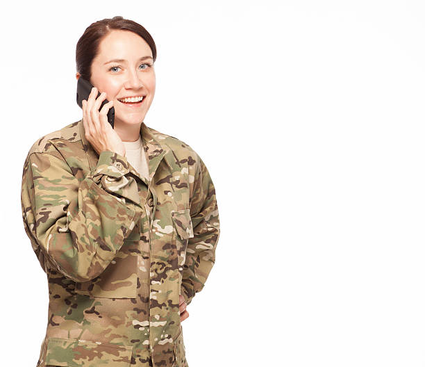 istock Female soldier talking on the phone. 479542034
