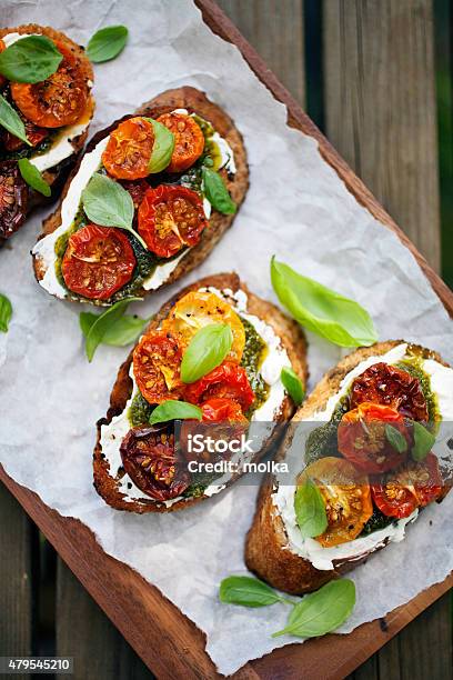 Bruschetta Stock Photo - Download Image Now - 2015, Antipasto, Appetizer