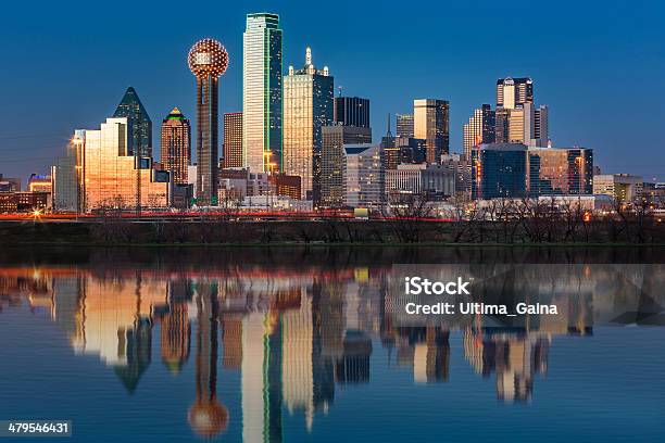 Dallas Skyline At Sunset Stock Photo - Download Image Now - Dallas - Texas, Urban Skyline, Night
