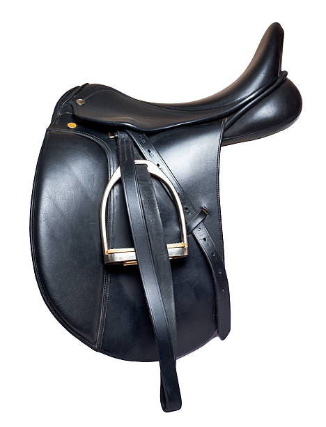 Close up of a sport saddle on equestrian event