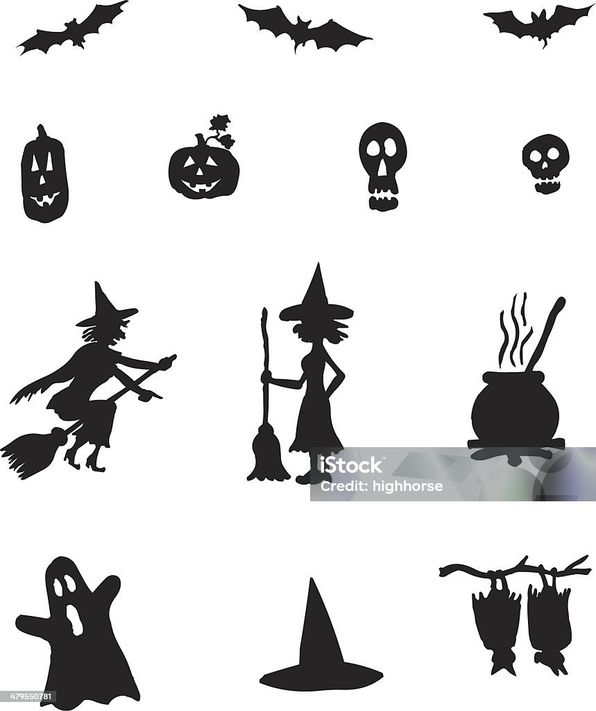 Halloween Silhouettes Illustrator 8.0; EPS v8 Cauldron stock vector