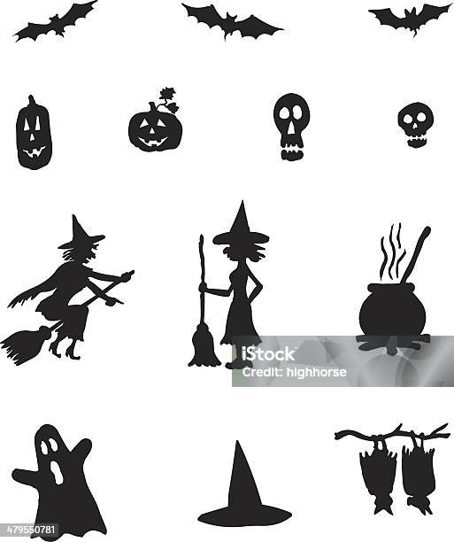 Halloween Silhouettes Stock Illustration - Download Image Now - Cauldron, Witch, In Silhouette