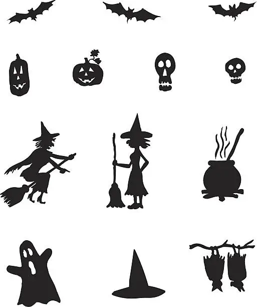 Vector illustration of Halloween Silhouettes