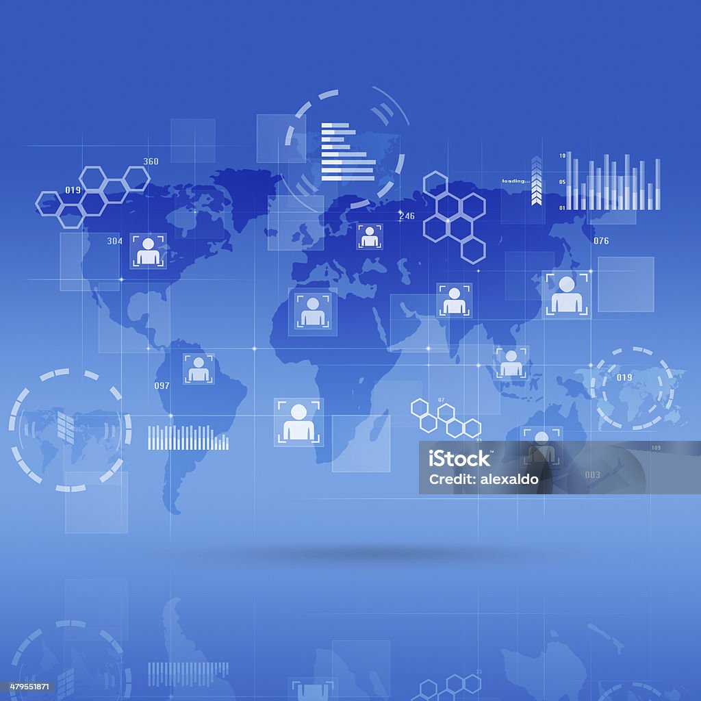 Interface Global Global Communicationl Interface Blue Background Stock Illustration ...