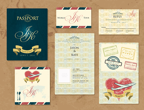 Passport wanderlustWedding Invitation theme set