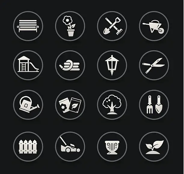 Vector illustration of Garden & Gardening Icons | Black